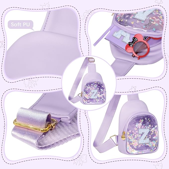 COSHAYSOO Purple Toddler Little Girls Purse 2 3 4 5 6 7 Year Old Kids Sling Bag Initial Crossbody Pouch, Stylish Trending Cute Birthday Christmas Presents Halloween Thanksgiving Gift Ideas Letter Z