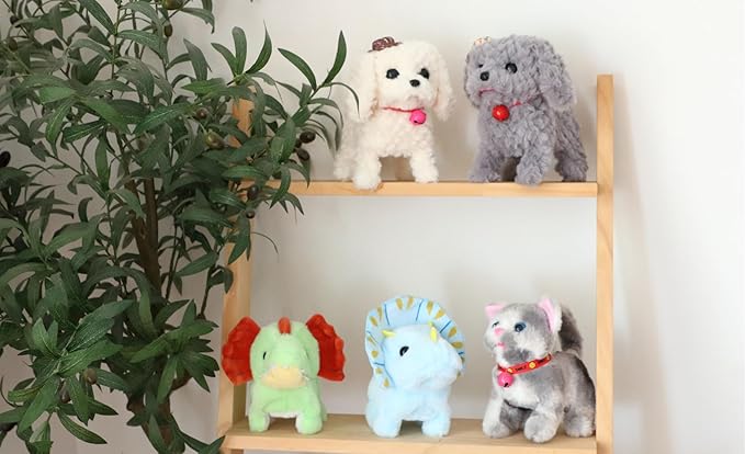 Cuteoy Walking White Dog Stuffed Animal Talking Wagging Nodding Educational Plush Puppy Toy Electric Interactive Animated Plushies for Girls Boys Birthday