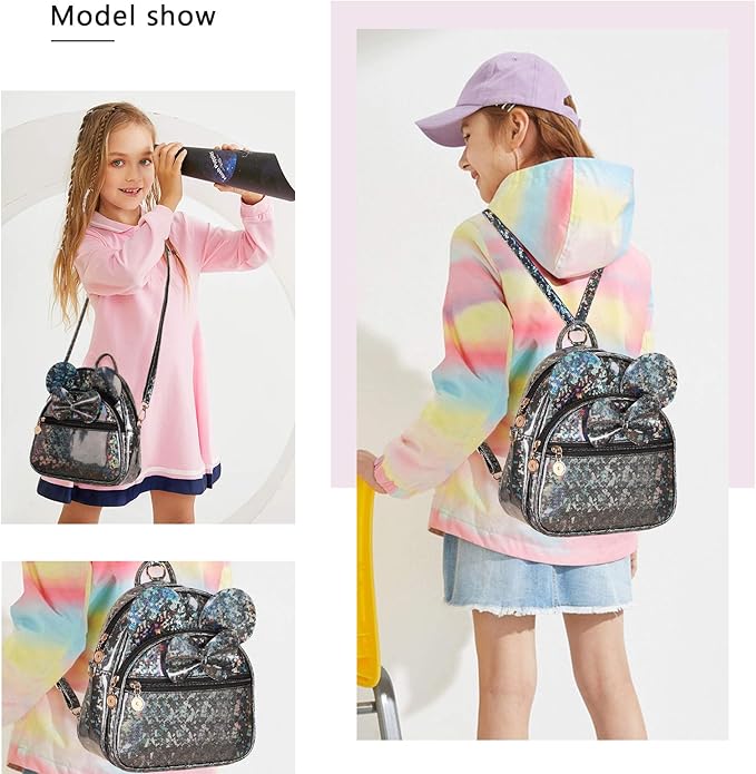 KL928 Girls Mini Backpack Bowknot Polka Dot Cute Small Daypacks Convertible Shoulder Bag Purse for Women