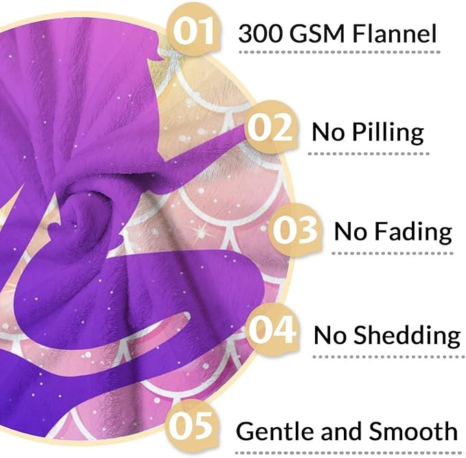 Mermaid Blanket - Soft, Fuzzy & Warm - 50"x60" Throw Size Blanket for Bed, Couch, Sofa - Colorful Cute Throw Gifts for Girls