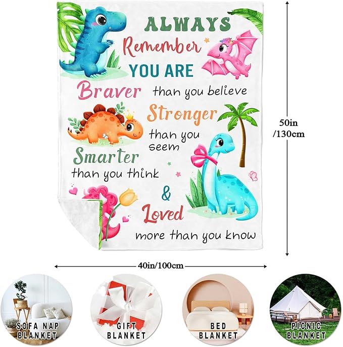 Dinosaur Christmas Blanket, Dinosaur Gifts for Girls/Boys 50"X40", Birthday Gift for Kids Teens Who Like Dinosaurs