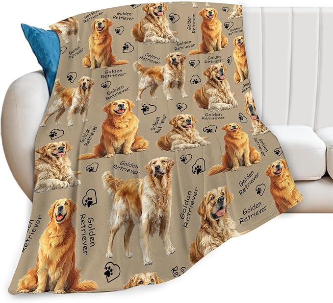 Golden Retriever Throw Blanket Golden Retriever Puppy Stuff Gifts for Dog Lover Kids Girls Boys Adults Women Men Soft Cozy Warm Plush Fluffy Fuzzy Fleece Blanket Decor 60''X80''