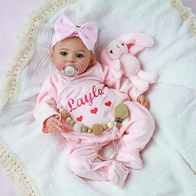 WOOROY Lifelike Reborn Baby Dolls - 18 Inch Silicone Baby Girl Vinyl Body Realistic Newborn Dolls with Open Eyes, Handmade Poseable Real Life Baby Doll, Gift with Doll Accessories for Kids 3+