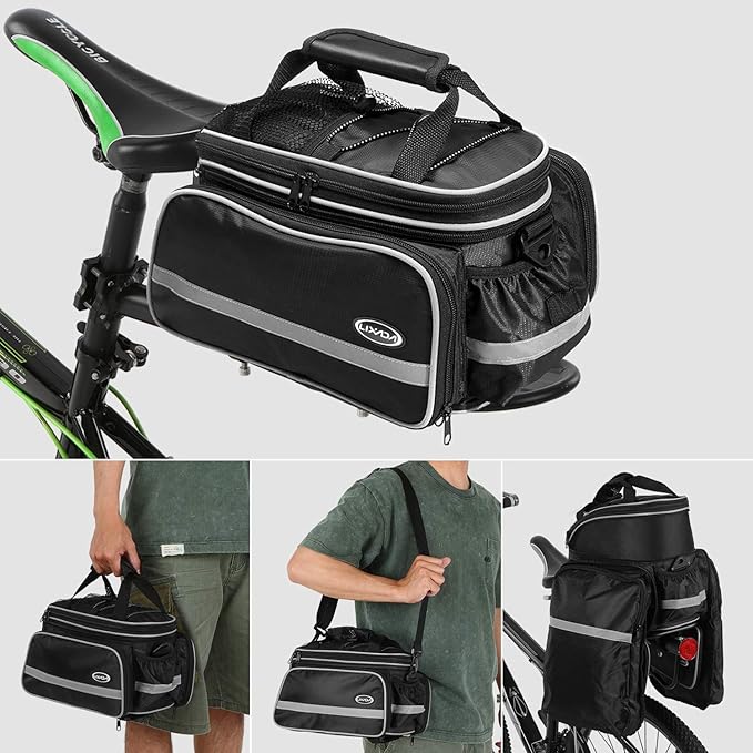 Lixada Bike Trunk Bag Waterproof Bicycle Rack Rear Carrier Bag 25L Bicycle Commuter Bag Bike Rack Bag Pannier Bag Shoulder Bag with Rain Cover