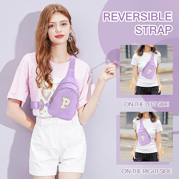 Birthday Gifts for 7 8 9 10 11 12 13 Year Old Girls Small Initial Sling Bag Cross Body Bag Fanny Pack for Girls