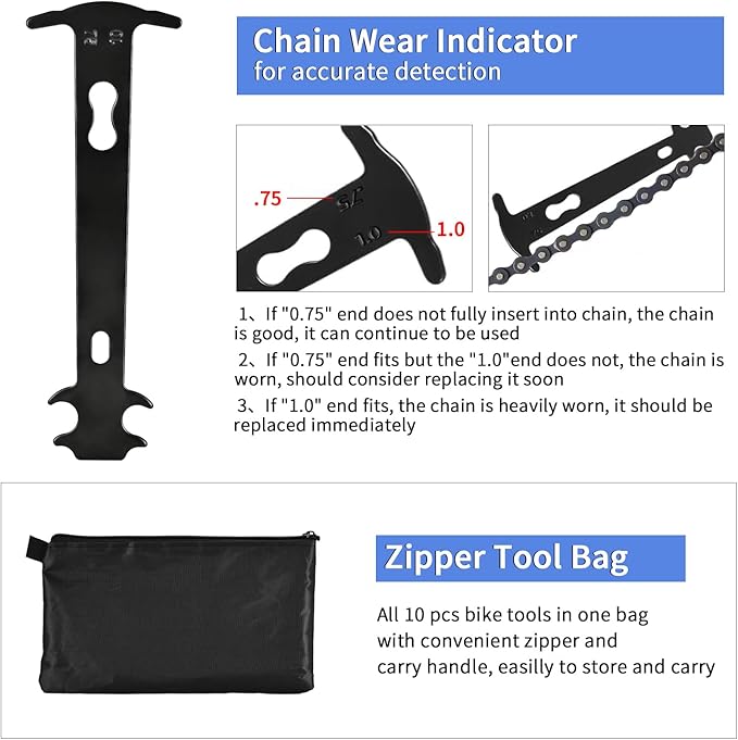Bike Tool Kit, Professional Bike Repair Tools for Mountain Bike with 3-in-1 Cassette Remover Wrench Crank Puller Extractor Bottom Bracket Freewheel Remover Chain Breaker