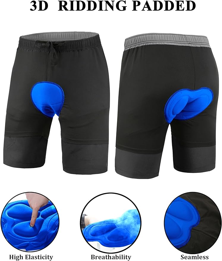 Men's Mountain Bike Shorts 3D Padded Baggy Bicycle Riding Cycling Shorts Quick Dry Lightweight Biking Shorts