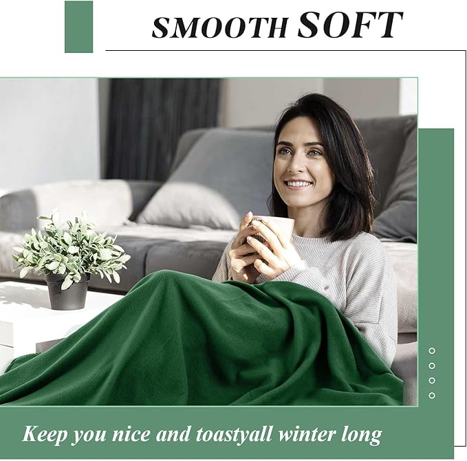 Newwiee 70 Pcs Fleece Throw Blankets Bulk Outdoor Wedding Guest Gifts Soft Lightweight Sleepover Lap Blankets Pet Home Sofa Couch Office Donation Homeless, 50 x 60 Inch (Green)
