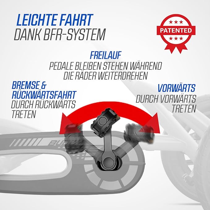 Berg Toys Buddy Blue Pedal Go Kart for Kids– Adjustable Ride On Toy for Ages 4-8 – Go Karts with BFR System and Adults Outdoor Pedal Car for Kids