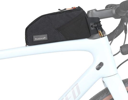 Rhinowalk Bike Frame Bag 1.2L, Waterproof Handlebar Bag with Phone Holder, Small Front Bag with Strap or Screw Mount, Fits Most Bikes – Black