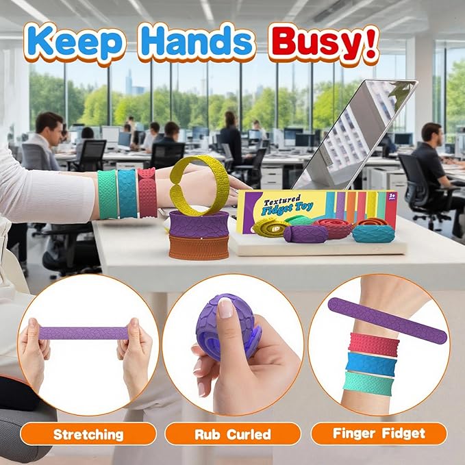 6Pc Fidget Popper Toys for Kids Sensory Strips Sensory Push and Popping Bubbles Montessori Busy Toy, Textured Suction Sensory Toys for with Autism, Pop for Classroom Gifts for Kids