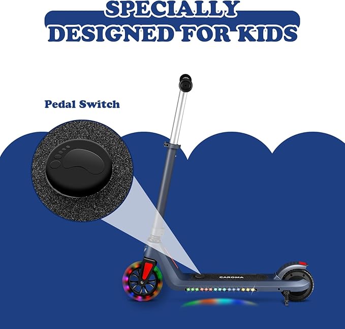 Caroma Electric Scooter for Kids Ages 6-14, 250W/180W/150W Motor & 15 Mph, 85 Mins Ride Time, Adjustable Height & Speed, LED Display, Kids Electric Scooter, Best Gifts for Boys & Girls