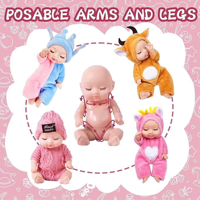 Haawooky 10 Pcs Mini Baby Dolls,Cute Tiny Baby Doll Gifts for Kids,Lifelike Realistic Small Baby Dolls for Girls Boys and Kids Big Easter Birthday Gift