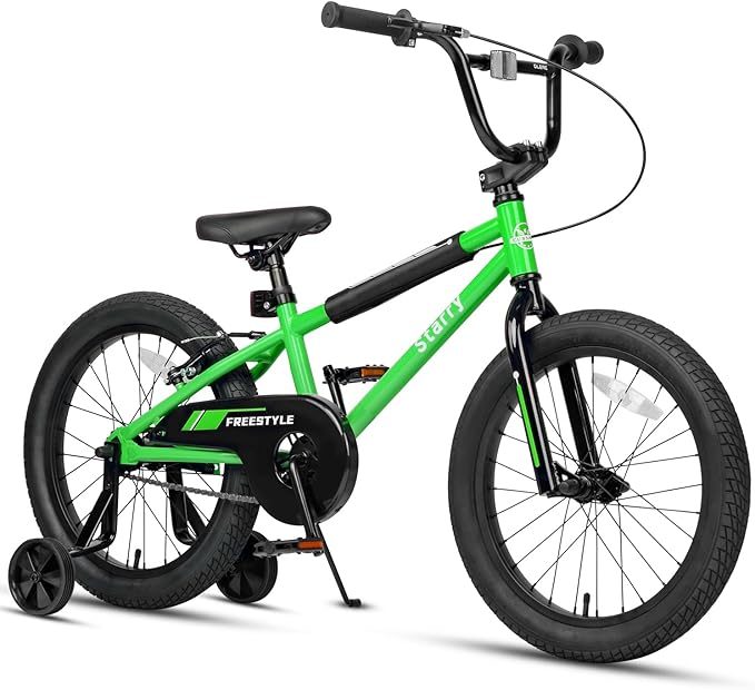 12 14 16 18 Inch Kids Bike BMX Style Bicycle with Training Wheels Coaster Brake for 2-10 Years Old Toddlers Boys Girls Multiple Colors