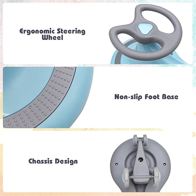 BABY JOY Wiggle Car for Kids, Swing Car with LED Flashing Wheels, No Batteries, Gears or Pedals, Uses Twist, Turn, Wiggle Movement to Steer, Ride-on Toy for Boys Girls 3 Year Old and Up (Blue)