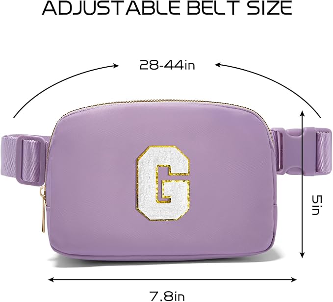 Gitus Birthday Gifts for 8 9 10 11 12 13 Year Old Girls Personalized Fanny Pack Crossbody Bags with Initial Letter Patch Belt Bag for Teen Girls Cute Trendy Stuff Travel Essentials (Lavender-G)