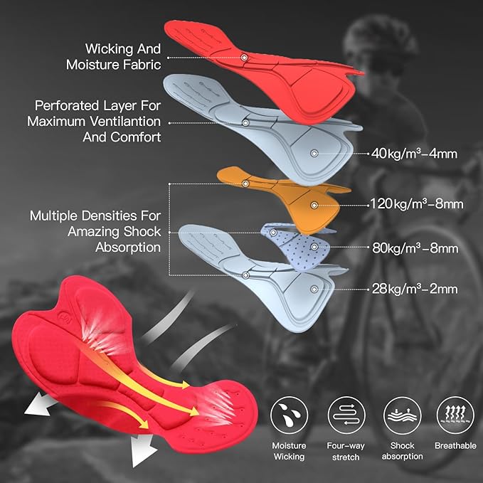 Men's Cycling Shorts Padded Bicycle Riding Half Pants Bike Biking Cycle Tights