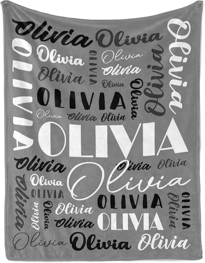 Name Blanket Personalized Blanket for Adult Kids Flannel Customize Throw Blanket Custom (Color 12, 40 x 50 Inches)