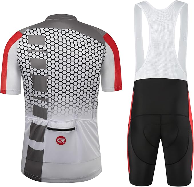 Coconut Ropamo CR Men's Cycling Jersey Set Road Bike Jersey Zipper Pocket Bib Shorts with 4D Padded Cycling Clothing Set