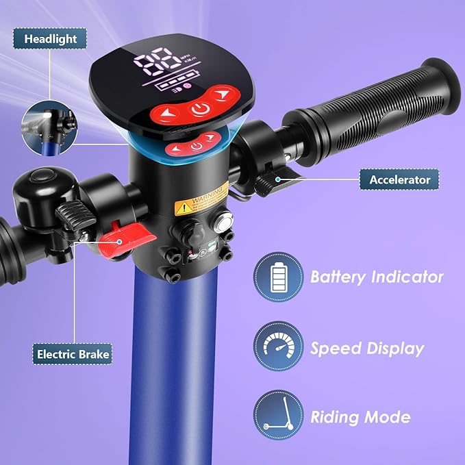 Caroma Electric Scooter for Kids Ages 6-14, 250W Motor Foldable Kids Electric Scooter,160 Mins Ride Time & 3 Speeds (6/10/15 Mph), LED Display & Dual Brake,Best Gift for Girls and Boys