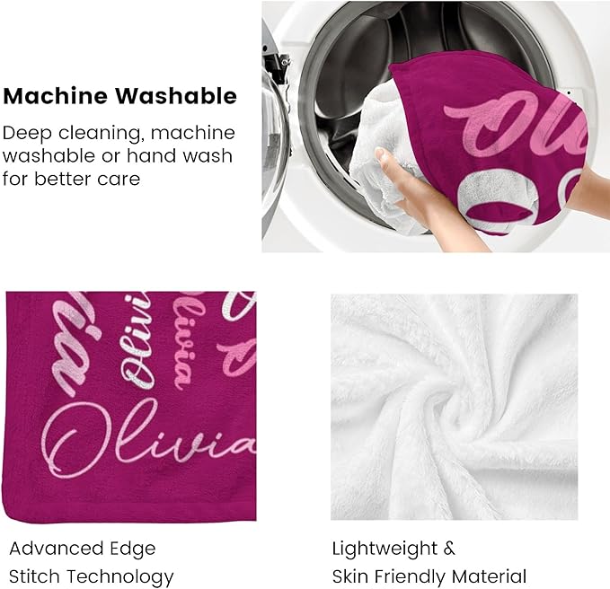 Name Blanket Personalized Blanket for Adult Kids Flannel Customize Throw Blanket Custom (Color 30, 50 x 60 Inches)