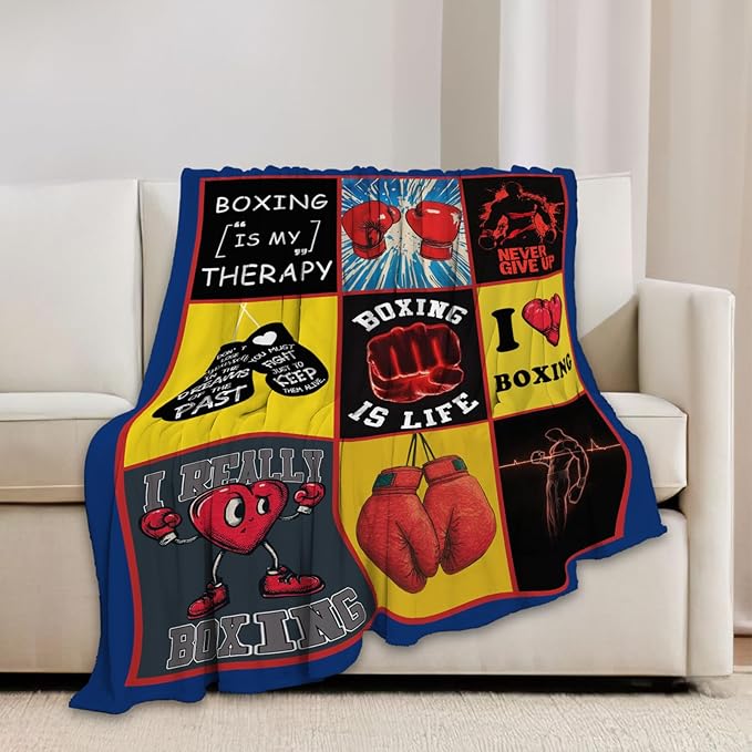 Boxing Blanket Boxing Gloves Sports Lover Throw Blankets Gifts for Girls Boys Kids Soft Cozy Fleece Plush for Couch Sofa Bed 50"x40"
