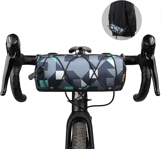 Rhinowalk Bike Handlebar Bag, Bicycle Front Bag Shoulder Bag Storage Bag with Shoulder Strap for Road Mountain Bike Cycling Travel