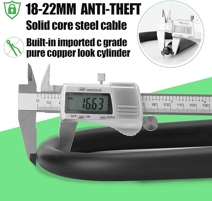 Oversized Bike U Lock Set Heavy Duty Anti Theft Bike Lock with 4FT Steel Cable Bicycle U Lock with Keys Mounting Bracket for Road, Mountain, Electric & Folding Bike