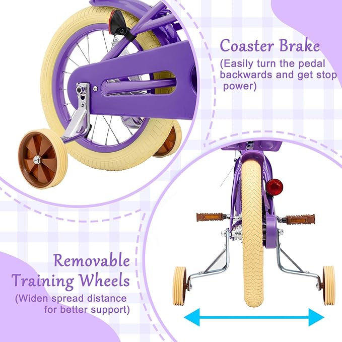 XJD Girls Bike for Toddlers and Kids Ages 2-12 Years Old,12 14 16 Inch Kids Bike with Training Wheels & Basket
