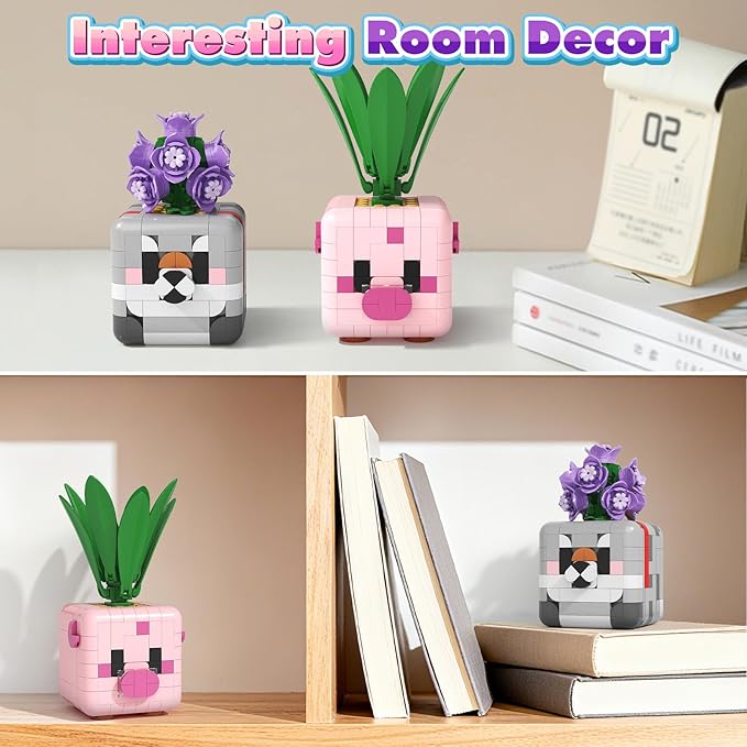 Botanicals Flowers Building Blocks Toys for Kids - Boys, Girls, Adult Desk and Room Decor Displays - Christmas Stocking Stuffers and Birthday Gifts