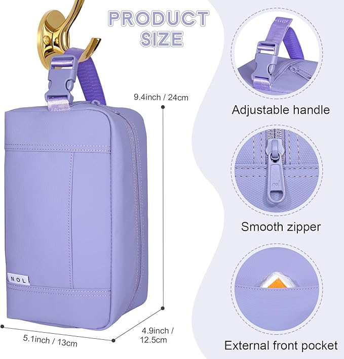 NOL Natural Organic Lifestyle Freezable Snack Bag, Leakproof Cooler Lunch Bag, Reusable, Zip Closure with Buckle Handle Nylon Waterproof Snack Box for Work Travel-Light purple