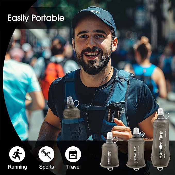 WILDREEDS 150ml Soft Flask, TPU Collapsible Soft Water Bottle for Hydration Pack, Running Vest, Folding Water Bottle for Hiking Cycling Climbing-1Pcs, Grey