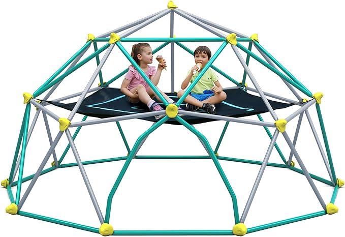 Merax 12FT Climbing Dome with Hammock, Outdoor Geometric Dome Climber Play Center for Kids 3-10 Supporting 1000 lbs, Easy Assembly Jungle Gym
