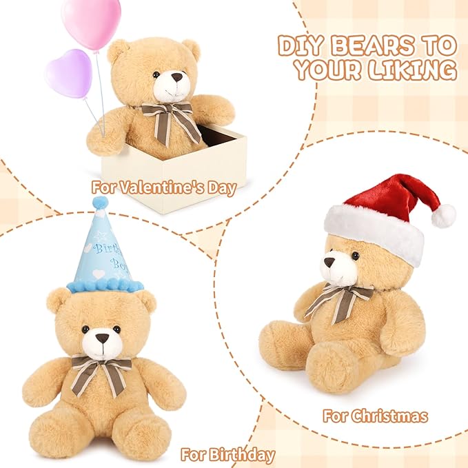 Tezituor Bulk Teddy Bears for Baby Shower, 10Pcs Teddy Bear Stuffed Animal Bulk, 12" Stuffed Bear Plush Toy for Wedding Birthday Christmas Party Decorations