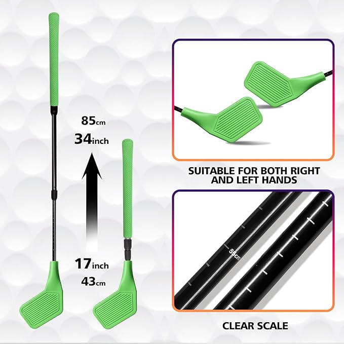 Kids Golf Club Set, Adjustable Backyard Outdoor Indoor Golf Clubs with Oversized Club Heads for Kids, Juniors, and Family Play Golf Game in Grass, Parks, Yards (Green)