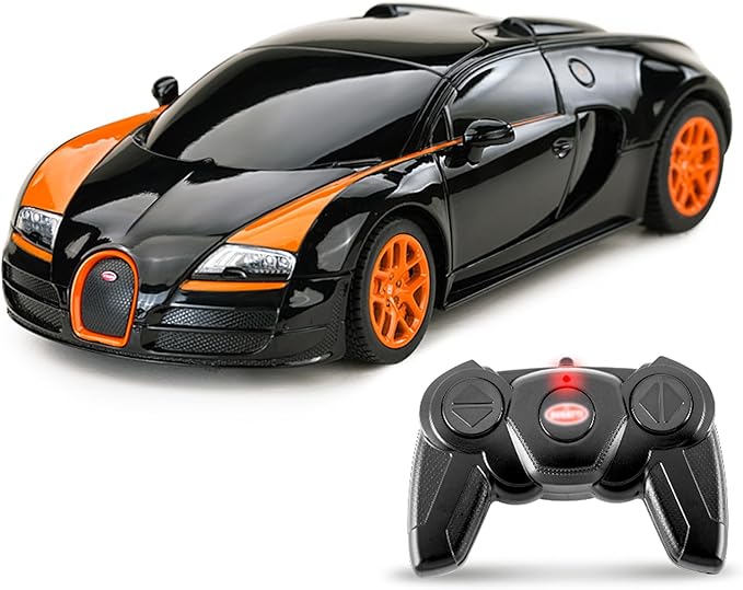 BEZGAR Bugatti Toy Car - Officially Licensed Bugatti Grand Sport Vitesse Remote Control Car,1:24 Scale Sport Racing Toy Car Model Vehicle for Kids, Adults, Girls and Boys (47000 Black)