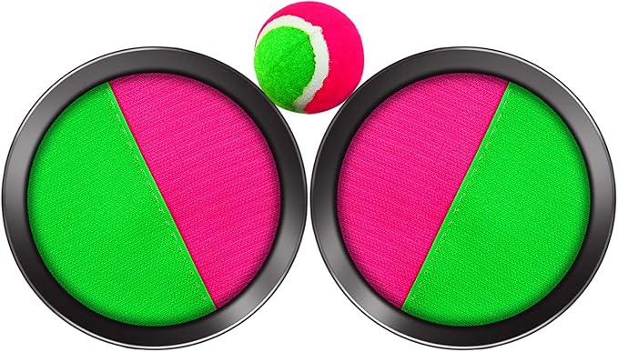 Aneco Toss and Catch Paddle Game Set Sticky Ball Catch Game Toys with 4 Paddles, 4 Balls, Storage Bag Disc Paddles and Toss Ball Sport Games for Family Outdoor Play School Beach Toys Birthday Gifts