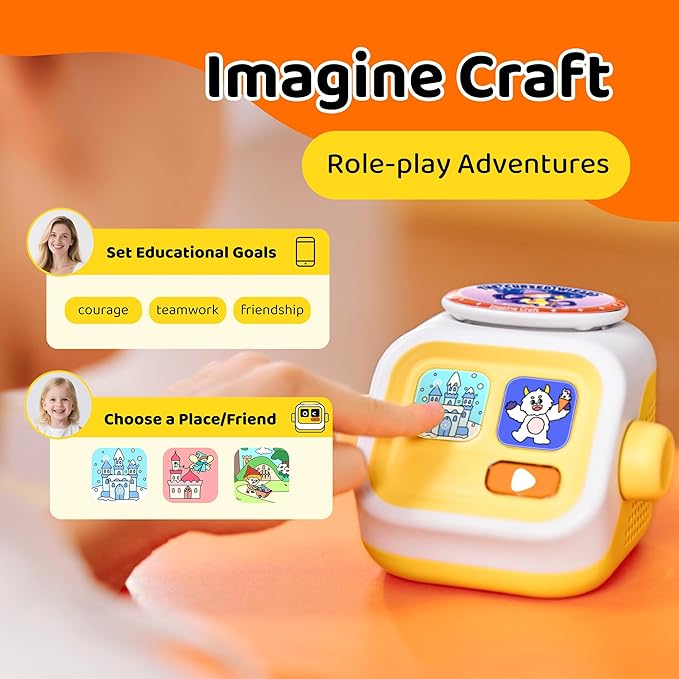 Interactive Storytelling Toys for Kids: Story Audio Machine with 3 Expression Buttons, 3 Story Cards with 120 Stories, 600 Minutes, Birthday Gift for Boys and Girls, Learning, Travel, Bedtime