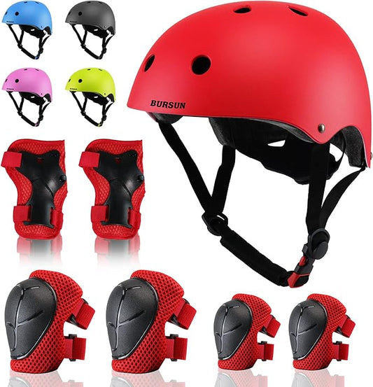 Kids Bike Helmet Set, Adjustable Toddler Helmet for Ages 2-8 Kids with Knee, Elbow & Wrist Pads | Multi-Sport Helmet for Skateboard Cycling Scooter Rollerblading