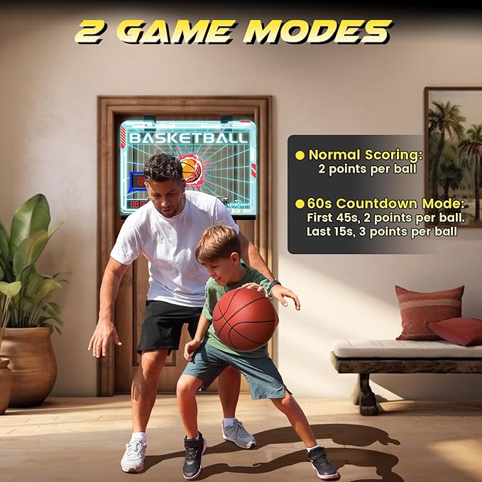 EagleStone Kids Indoor Basketball Hoop, 4 Balls Mini Basketball Toy for Toddlers