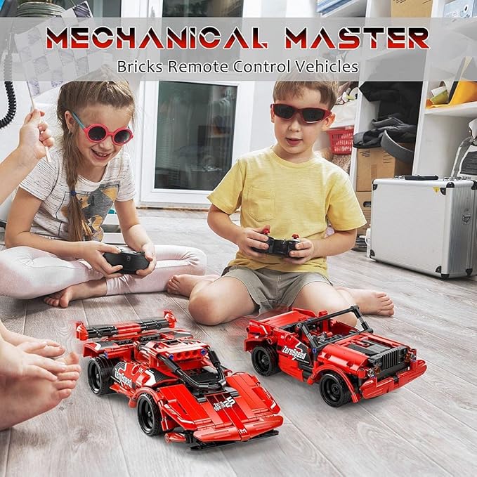 SpringFlower STEM Building Blocks Toys Gifts for Age 6, 7, 8, 9, 10, 11, 12 Boys and Girls, DIY Building Bricks, STEM Engineering Construction RC Toy,Racing Car with Remote Control