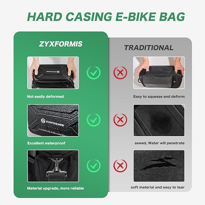 Bike Handlebar Bag with Touch Screen Phone Holder, 6L Large Water Resistant Bike Basket Front Bag with Handlebar Adapter, Reflective Bike Storage Pouch with Shoulder Strap for Bicycle and E-bike