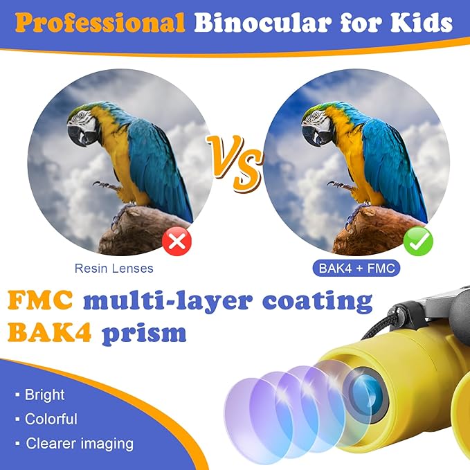 Obuby Real Binoculars for Kids Gifts for 3-12 Years Boys Girls 8x21 High-Resolution Optics Compact Toy Binocular for Bird Watching,Travel, Camping