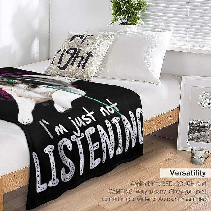 Husky Dog Blanket - Funny Throw Blanket for Kids & Adults, Soft Warm Cozy Fleece, 40"x50"