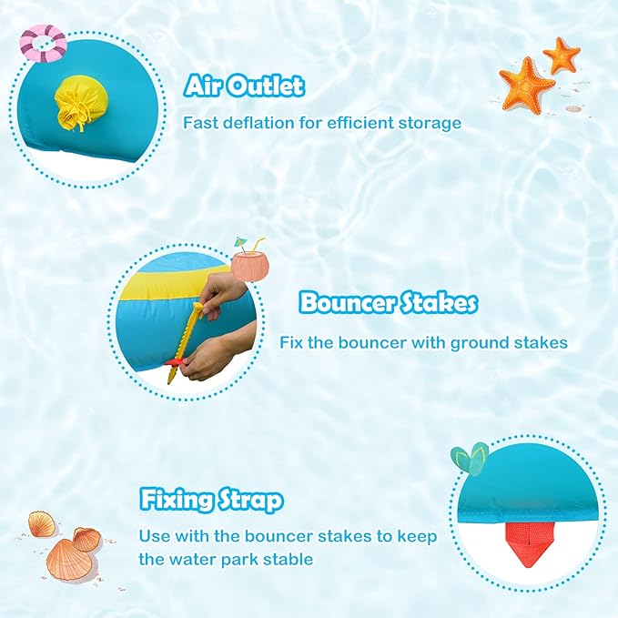 BOUNTECH Inflatable Water Slide Park, 15x12FT Double Slides Kids Mega Waterslide for Outdoor Racing Fun, Heavy Climbing Wall, Blower, Blow up Water Slides Inflatables for Big Kids Backyard Party Gifts