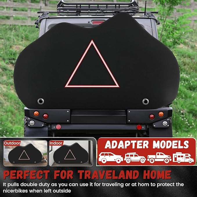 Bike Cover for Transport 2 Bikes Outdoor Bike Covers for 2 Bikes on Rear Bike Rack Transport Heavy Duty Waterproof, 420D Bicycle Rack Covers for 2 Bikes on Car Hitch Travel Storage Type2