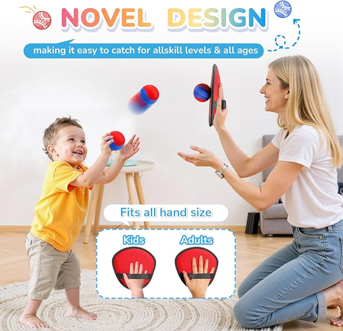 Toss and Catch Ball Game Outdoor, Kids Outdoor Games Yard Games Beach Toys Pool Toys for Family, Toddler Baseball Glove & Catch Ball Toys Birthday Gift for Ages 3 4 5 6 7 8-12 Year Old Boys Girls