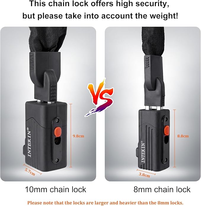 Bike Chain Lock 3FT/4FT/5FT Heavy Duty Bike Lock Anti-Theft Bicycle Chain Lock 8mm/10mm Thicker Bicycle Lock Chain Bike Lock with 3 Keys for Bike, Motorcycle