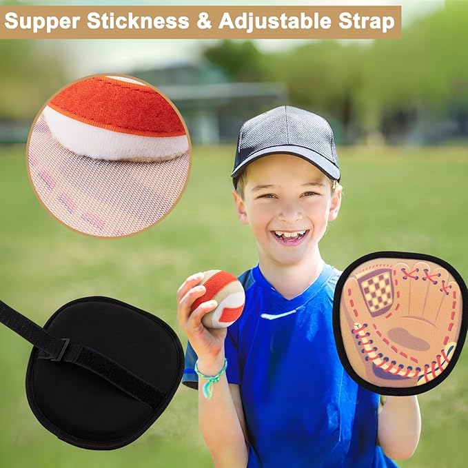 Toss and Catch Ball Set Kids Toddler Baseball Glove, Yard Outdoor Outside Games for Kids Family, Beach Pool Toys for 3 4 5 6 7 8-12 Year Old Boys Girls Birthday Gifts