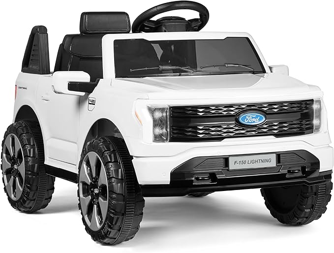 Best Choice Products Licensed Ford F-150 Lightning Truck Kids 12V Electric Ride On Car Toy w/ 66lb Weight Capacity, Parent Control, Bluetooth - White